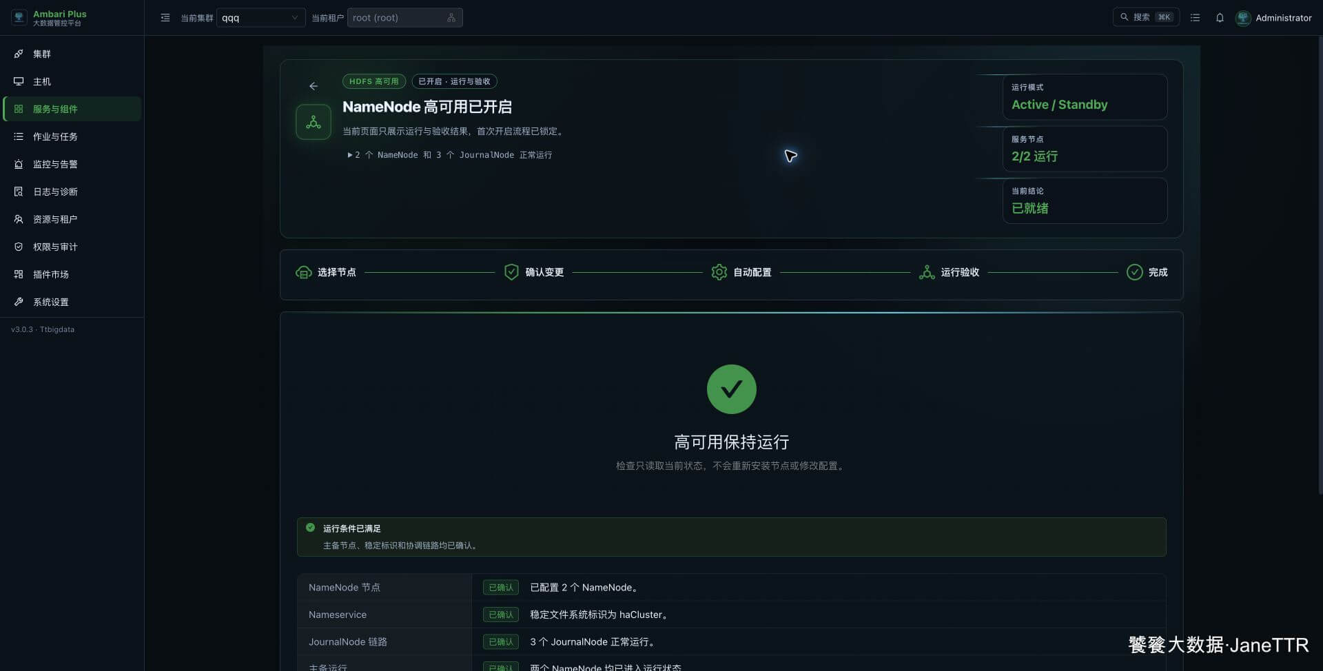 HDFS 已启用环境的运行与验收页