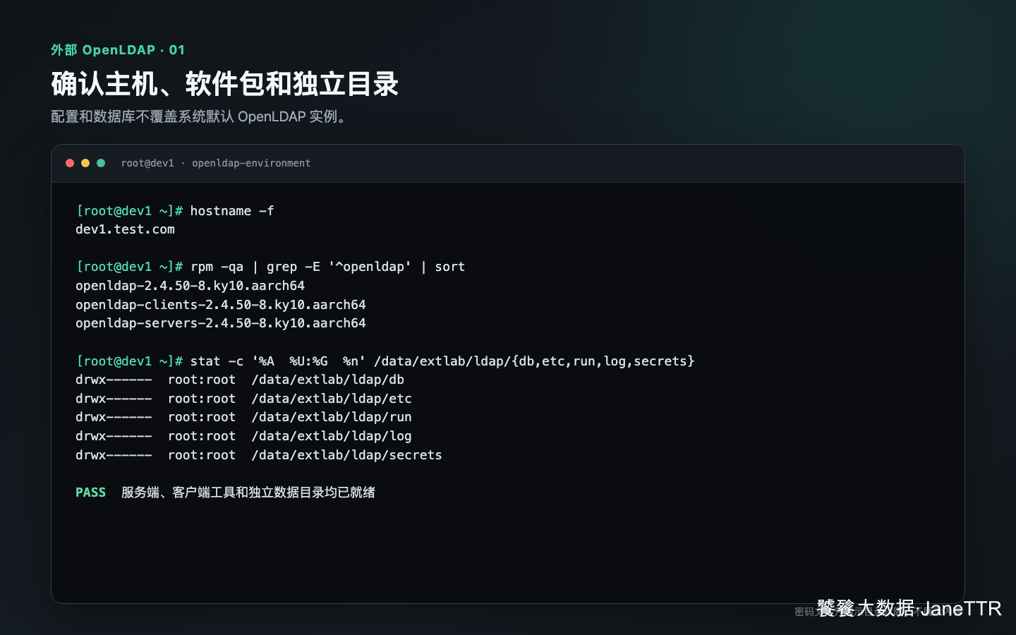 确认 OpenLDAP 软件包和独立目录