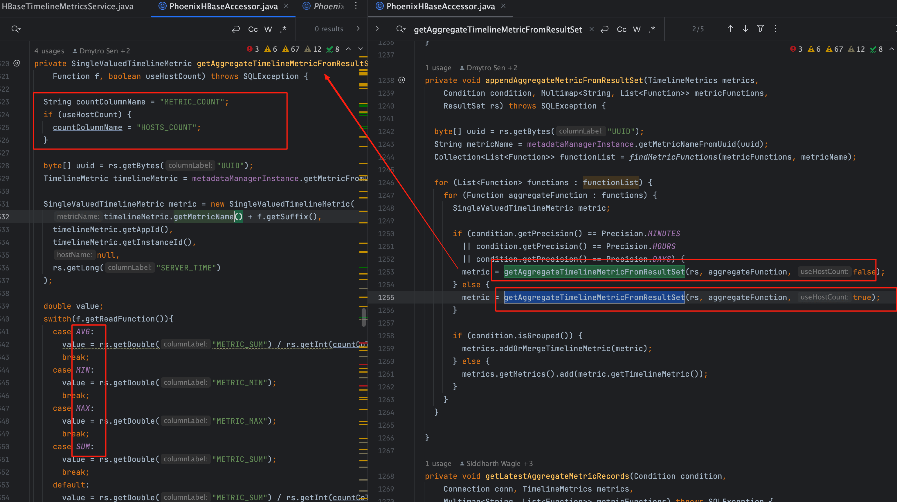 appendAggregateMetricFromResultSet