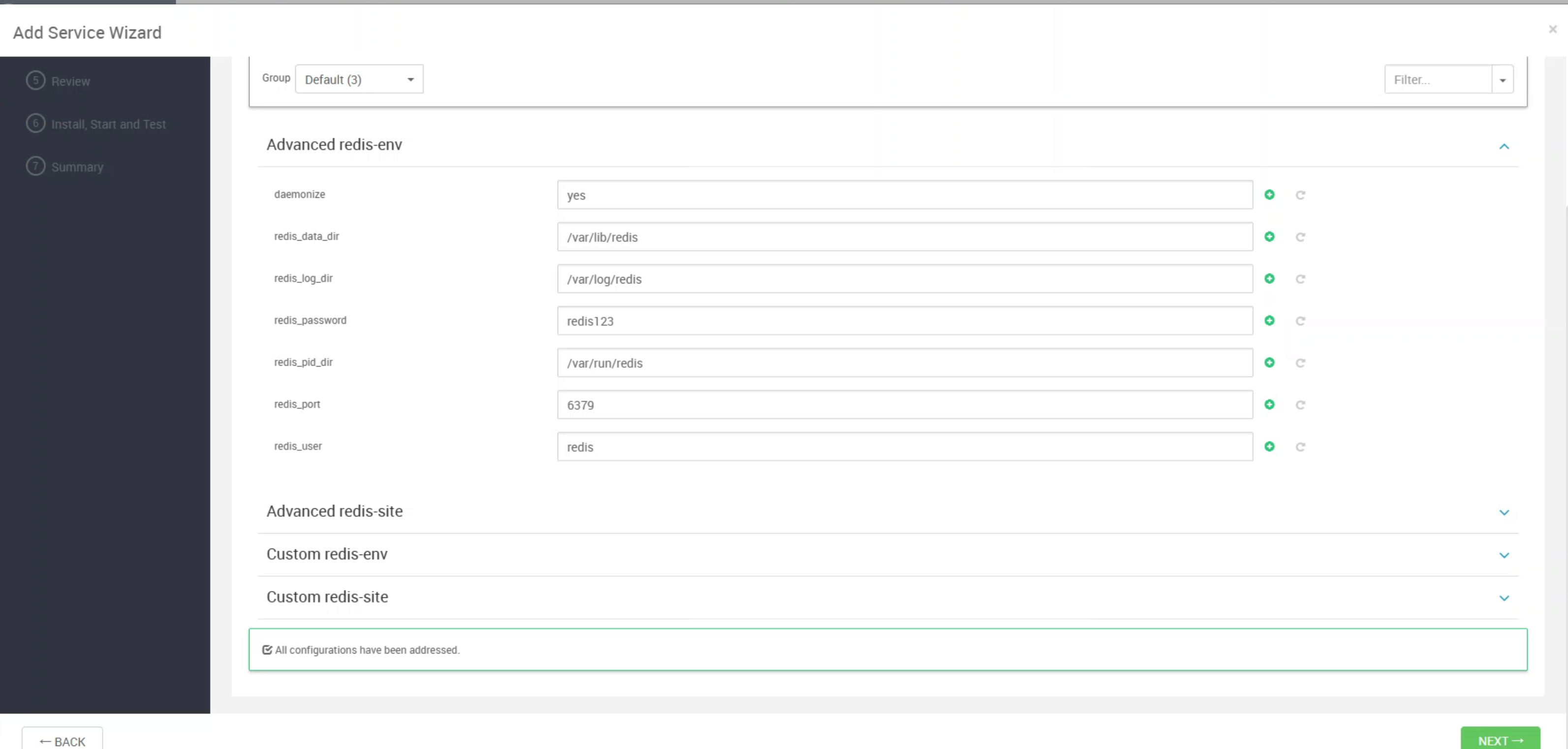 redis-env.xml配置页面效果