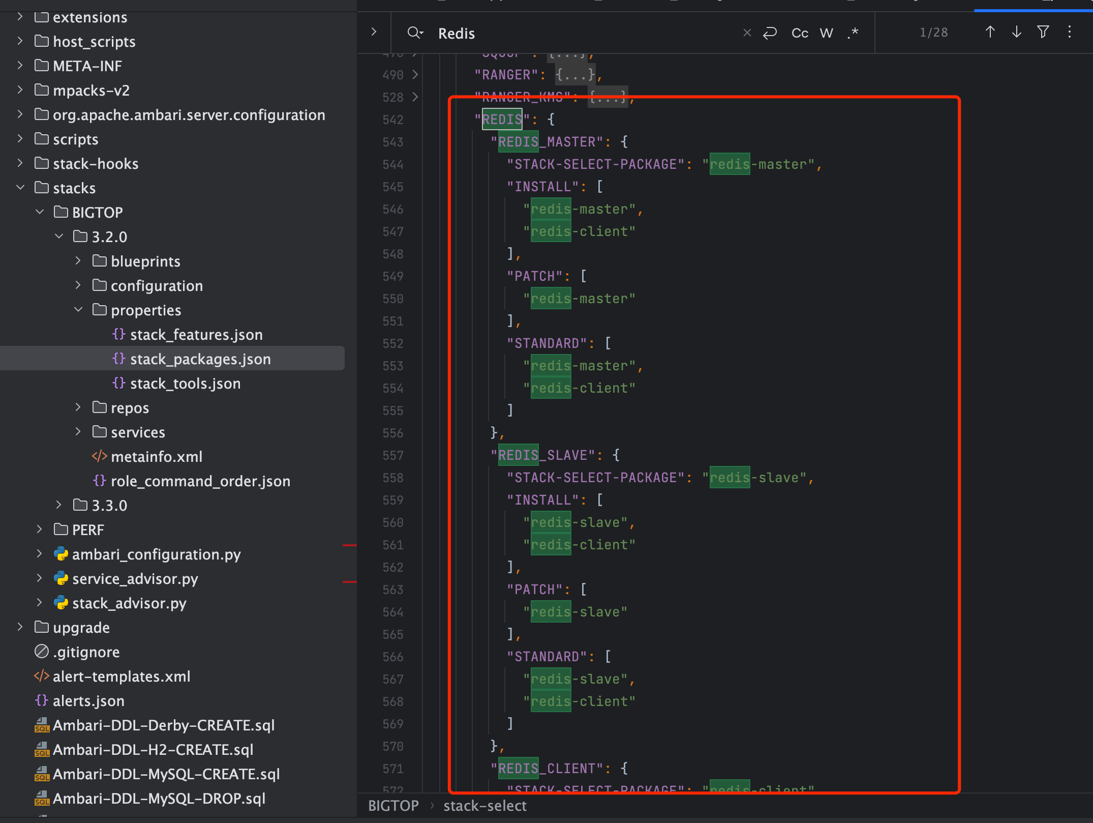 Ambari stack_packages.json 与 Bigtop 包名一一对应