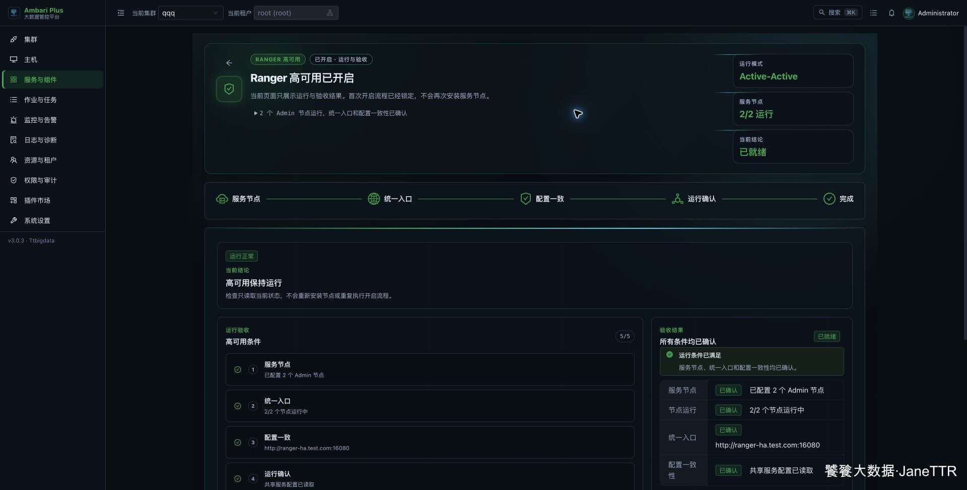 Ranger 已启用环境的运行与验收页