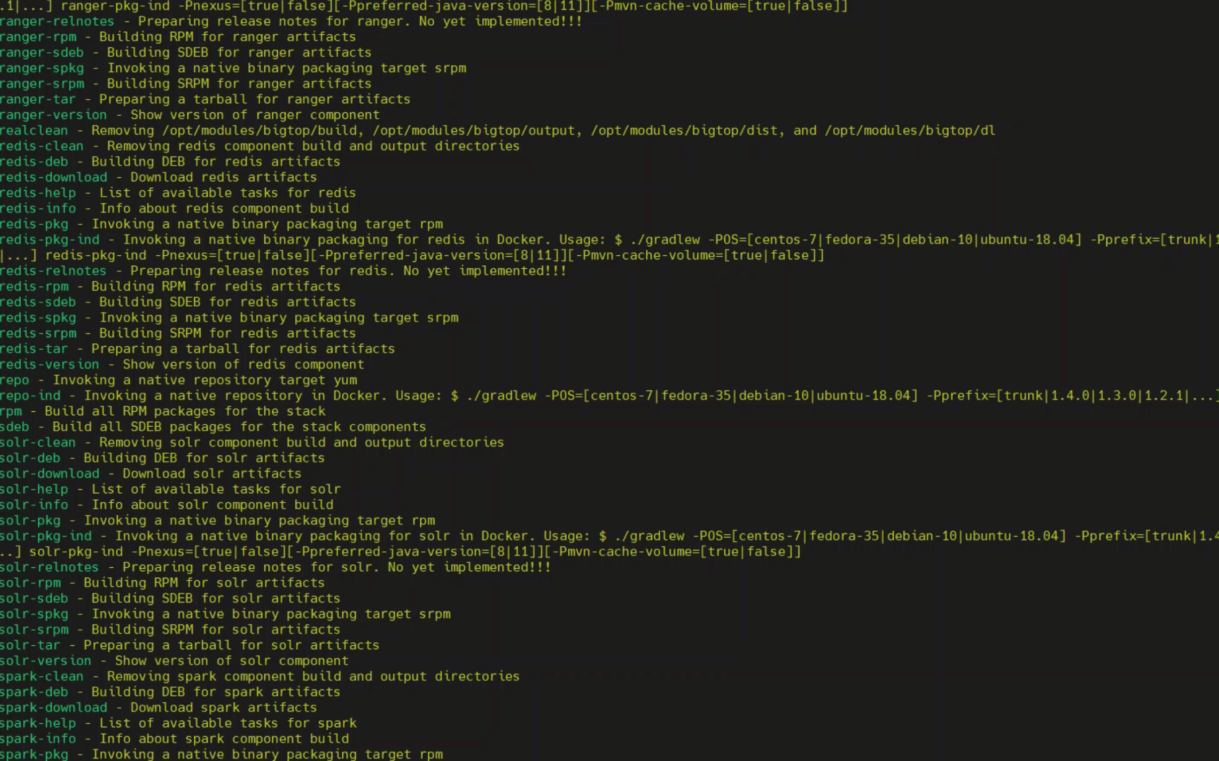 gradle tasks 输出示例